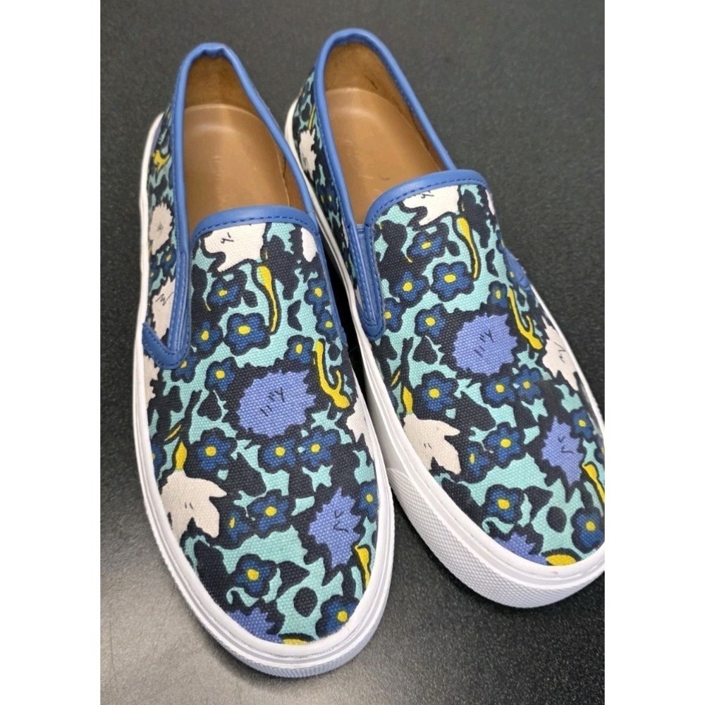 Coach Cameron Blue Floral Slip-on Sneakers Women 8B Shoe Platform Canvas Casual - Picture 2 of 7